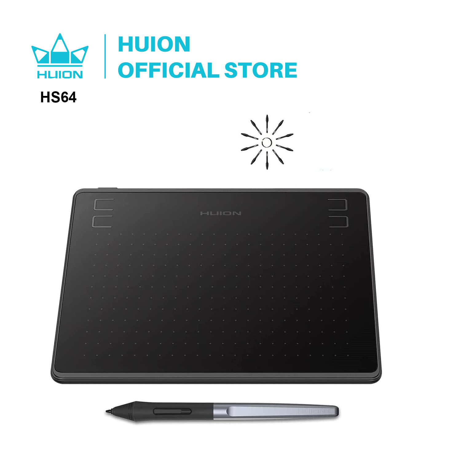 HUION HS64 6x4 дюймов Графические планшеты для рисования Телефон Планшет Инструменты для рисования с безбатарейным стилусом для Android Windows и macOS