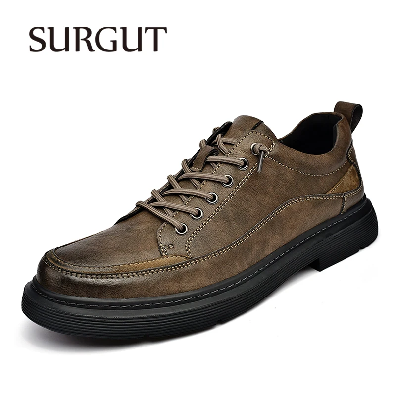 Surgut venda quente homem casual moda sapatos de couro negócios escritório marca estilo inglês sapatos plataforma luxo oxford