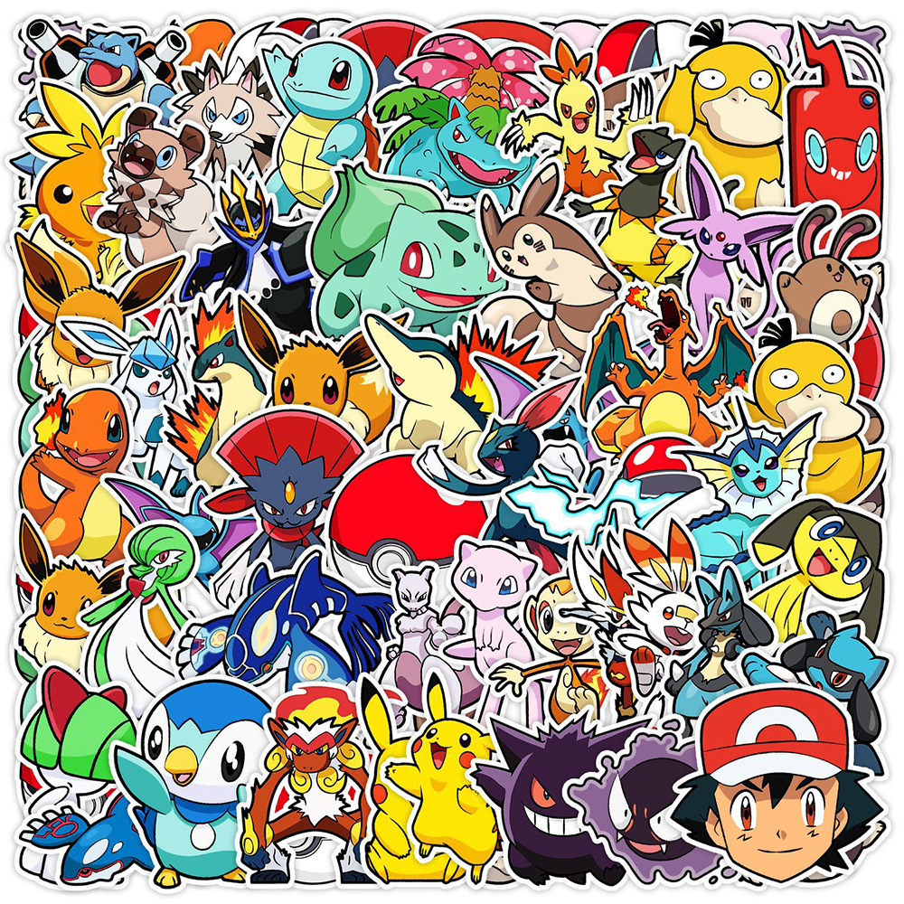 10/30/50 Con Anime Pokemon Dễ Thương Dán Đề Can DIY Xách Tay Điện Thoại Laptop Vali Xe Đạp Đồ Bộ Hoạt Hình Ngộ Nghĩnh miếng Dán Kính Cường Lực Kid Đồ Chơi