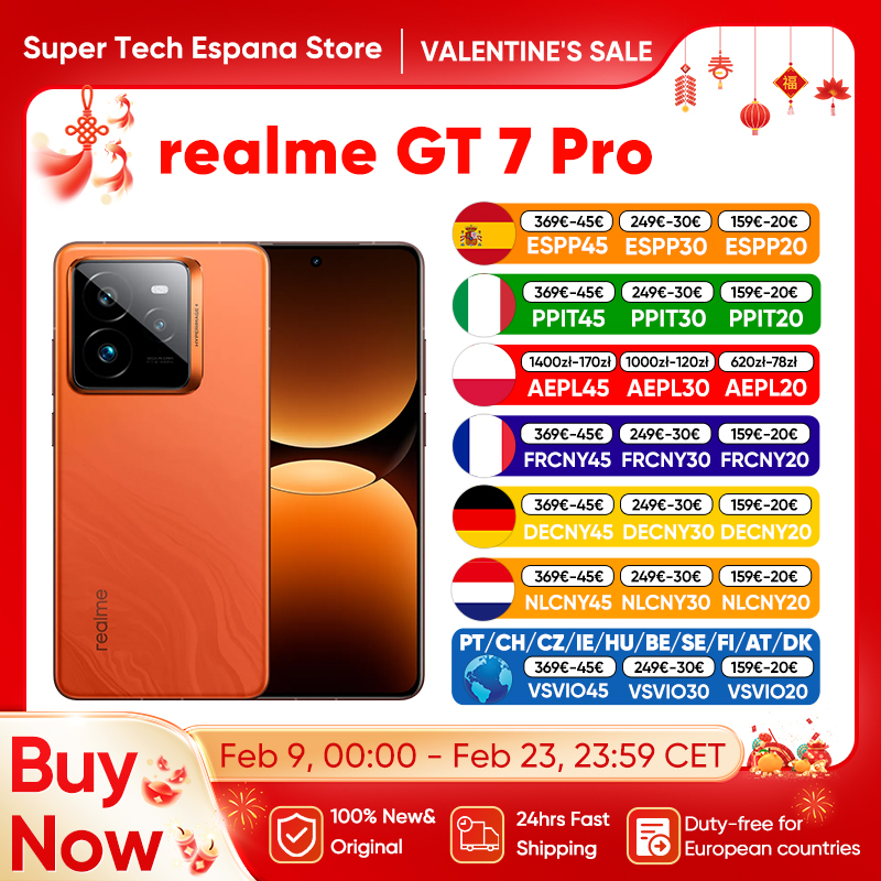 Globalna wersja smartfona realme GT 7 Pro 5G Snapdragon 8 Elite AI Ultra-clear Snap Camera RealWorld Eco² Display 6500mAh Battery 120W Charge NFC AI Smartphone