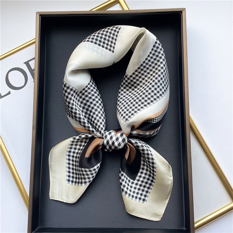 Lenço de seda feminino moda lenço de cabelo seda cetim neckerchief feminino laços de cabelo bandana ornamento de cabelo feminino bandana saco cachecóis