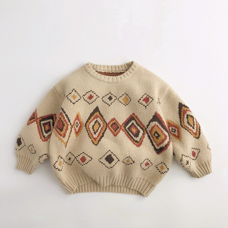 MILANCEL Trẻ Em Áo Len Vintage Bé Trai Áo Thun Chui Đầu Làm Dày Bé Gái Nón Kết Nam Nữ Rời Áo Len Phong Cách