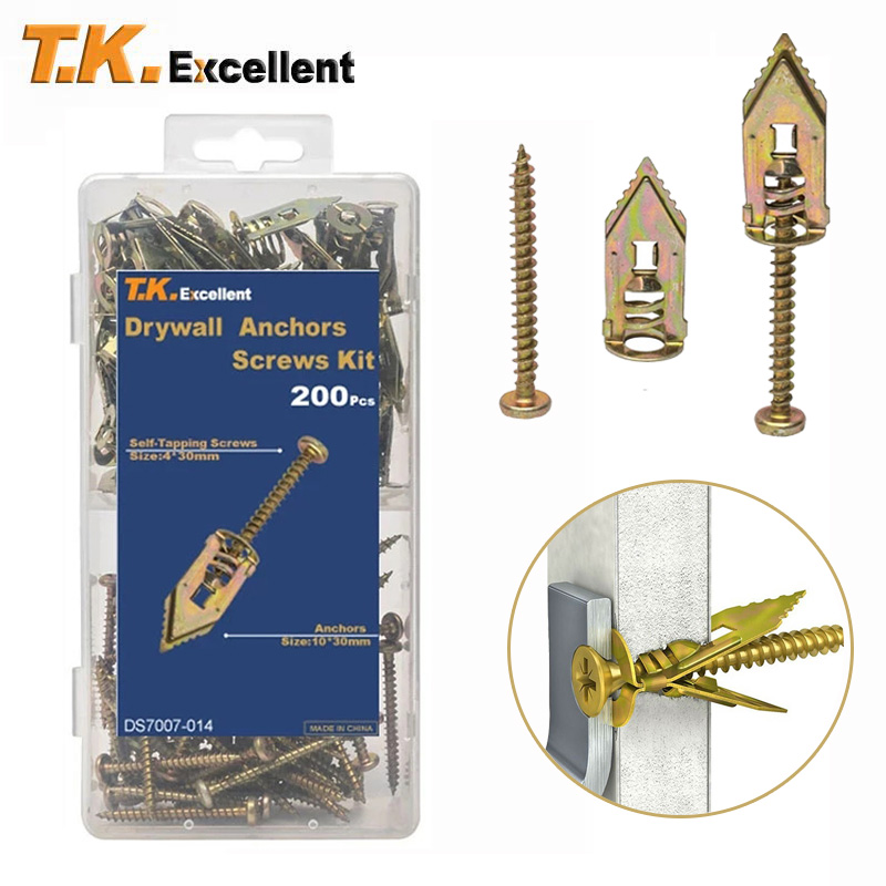 Selbst bohrende Trockenbau anker mit Schraubens atz, Wand ankern aus verzinktem Stahl und selbst schneidenden Schrauben für hohe Beans pru chung