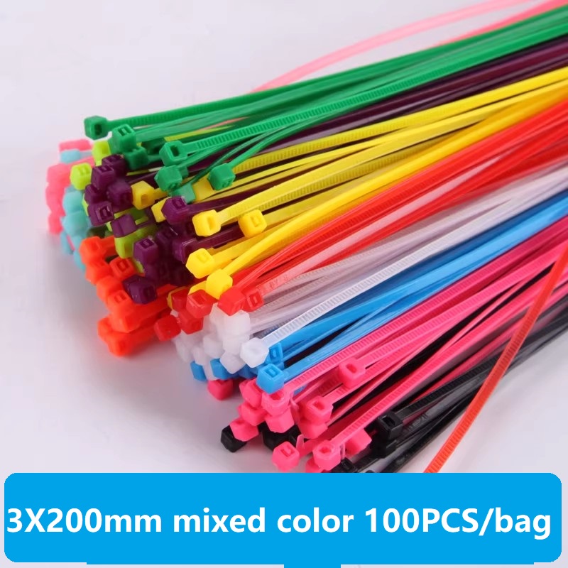    100 Unidades de Bridas de Nylon Multicolor 3x200mm con Autobloqueo, Lazos de Plástico de Unión Rápida para Organizar Cables Electrónicos