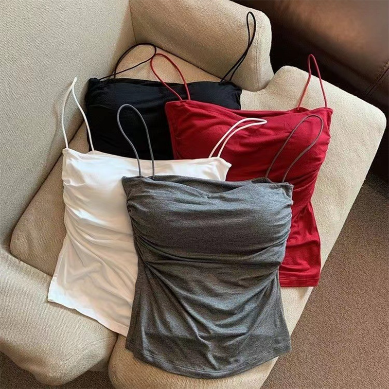 Novo halter feminino topo verão estilo coreano tendência moda embutido sutiã feminino estiramento praia todos os dias casual regata