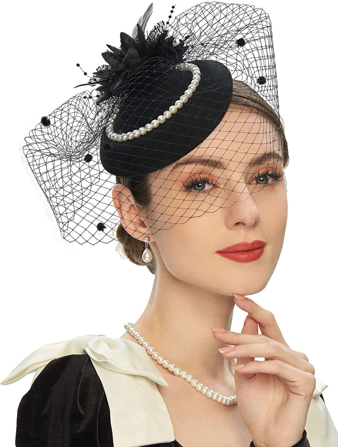 Fascinators élégants pour femmes, charmante maille, plumes, bandeaux pour Cocktail, thé, fête, chapeau de mariage civil, accessoires pour cheveux