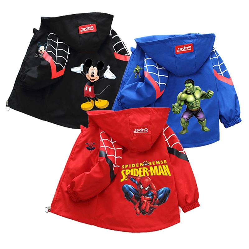 スパイダーマンフード付きジャケットガールズボーイズ 2024 春秋スポーツコート 1-10 歳の子供の漫画の上着子供カジュアル服