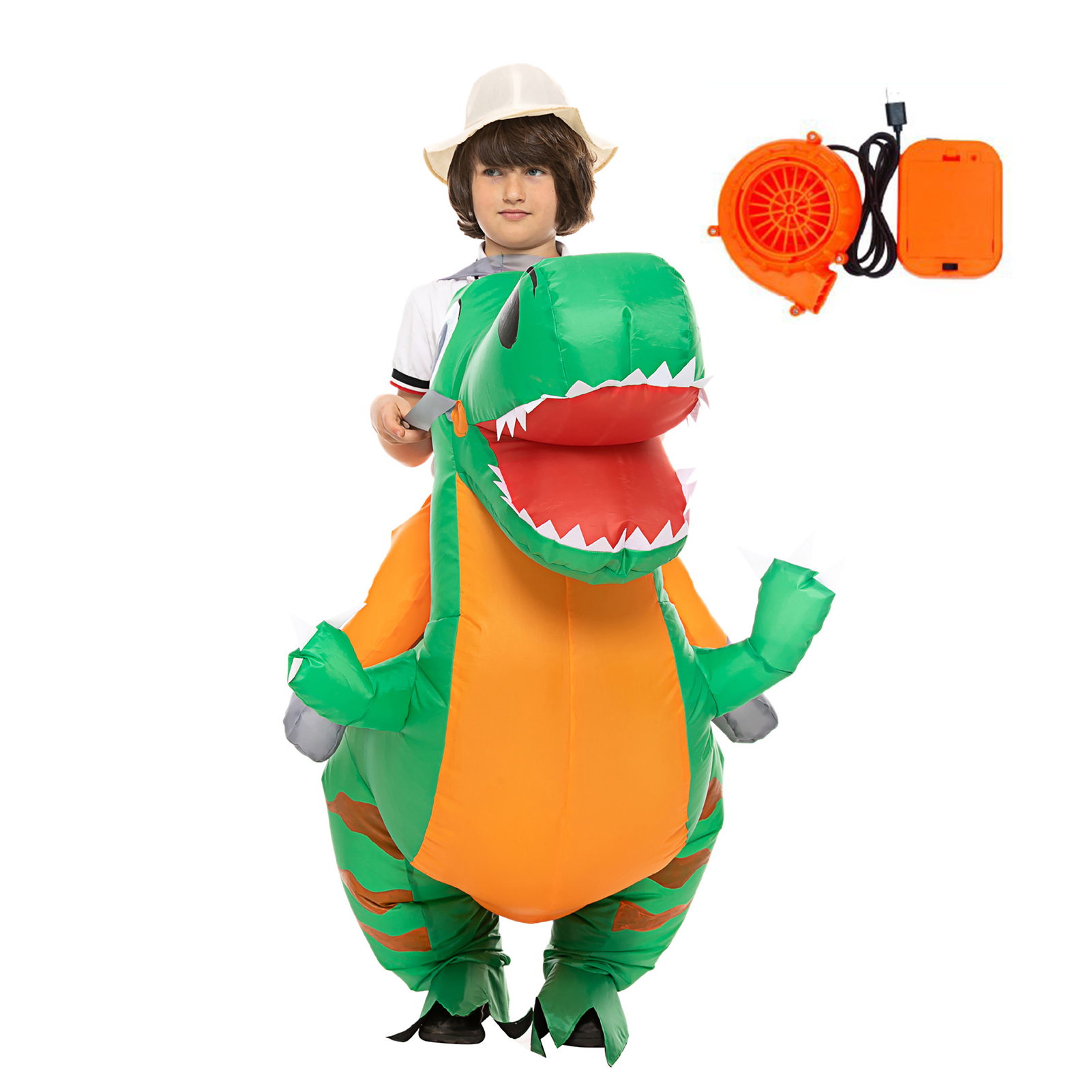 Disfraz de dinosaurio inflable para niños, traje de fiesta de juguete inflable