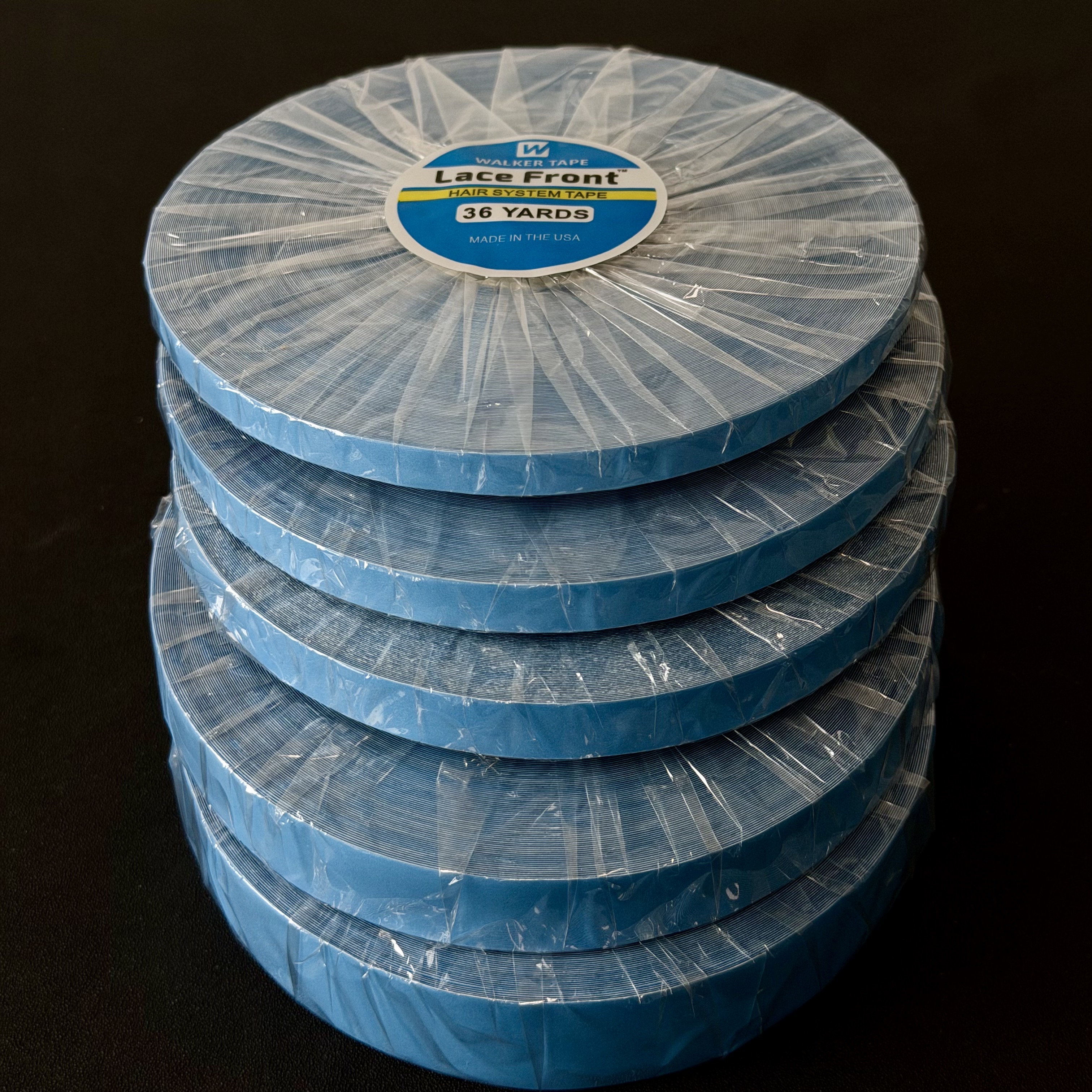 Ruban adhésif double face Walker Tape 36 yards pour système capillaire, 0,8 cm, bleu, pour perruque Lace Front, toupet, résistant à la transpiration, ultra-fixation, 2,54 cm