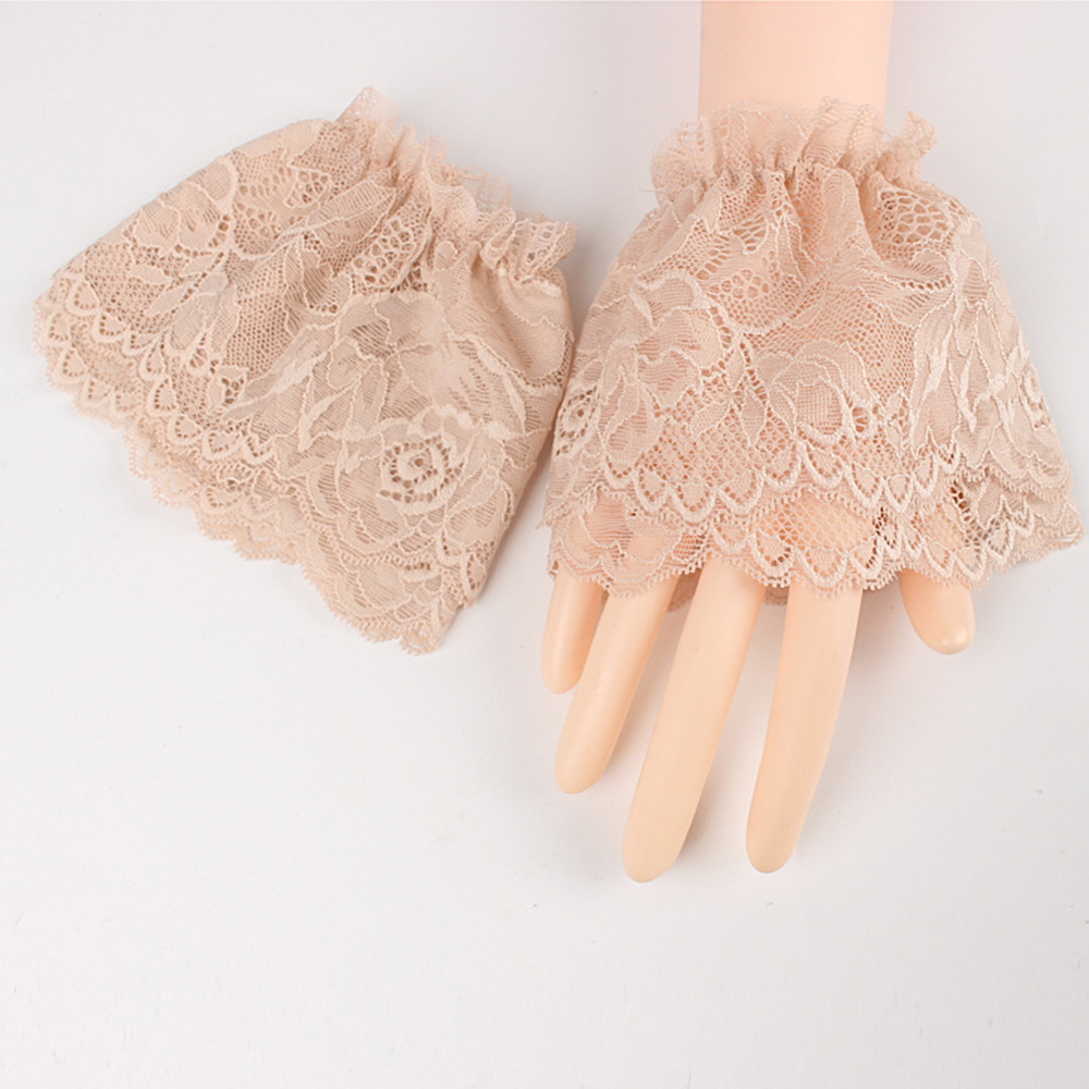 Lace Fake Elbow Sleeve Cuff, Tampa do braço floral, Proteção solar, Luvas finas de renda destacável