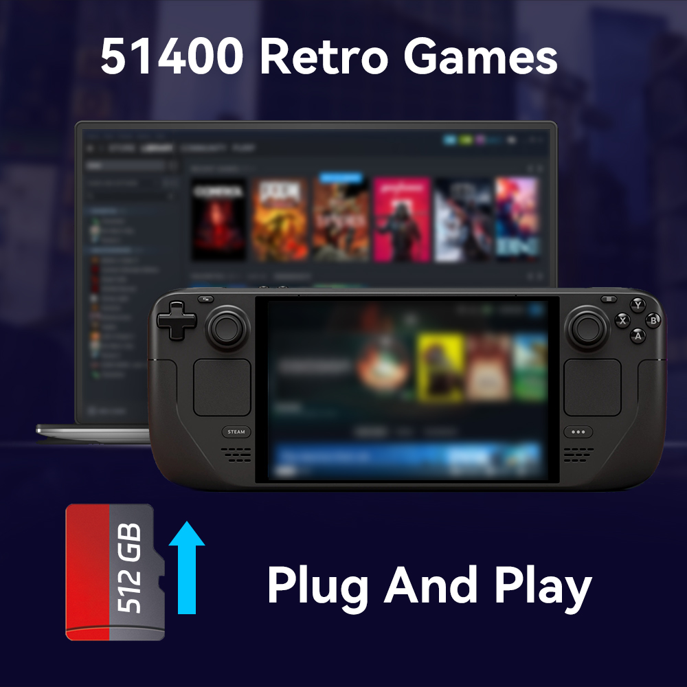 Kartu TF Game Batocera 39 untuk Steam Deck/GDP WIN4 Konsol Game Genggam/PC/MAC 512G dengan 51400+ Game Retro untuk PS3/PS1/WII/N64
