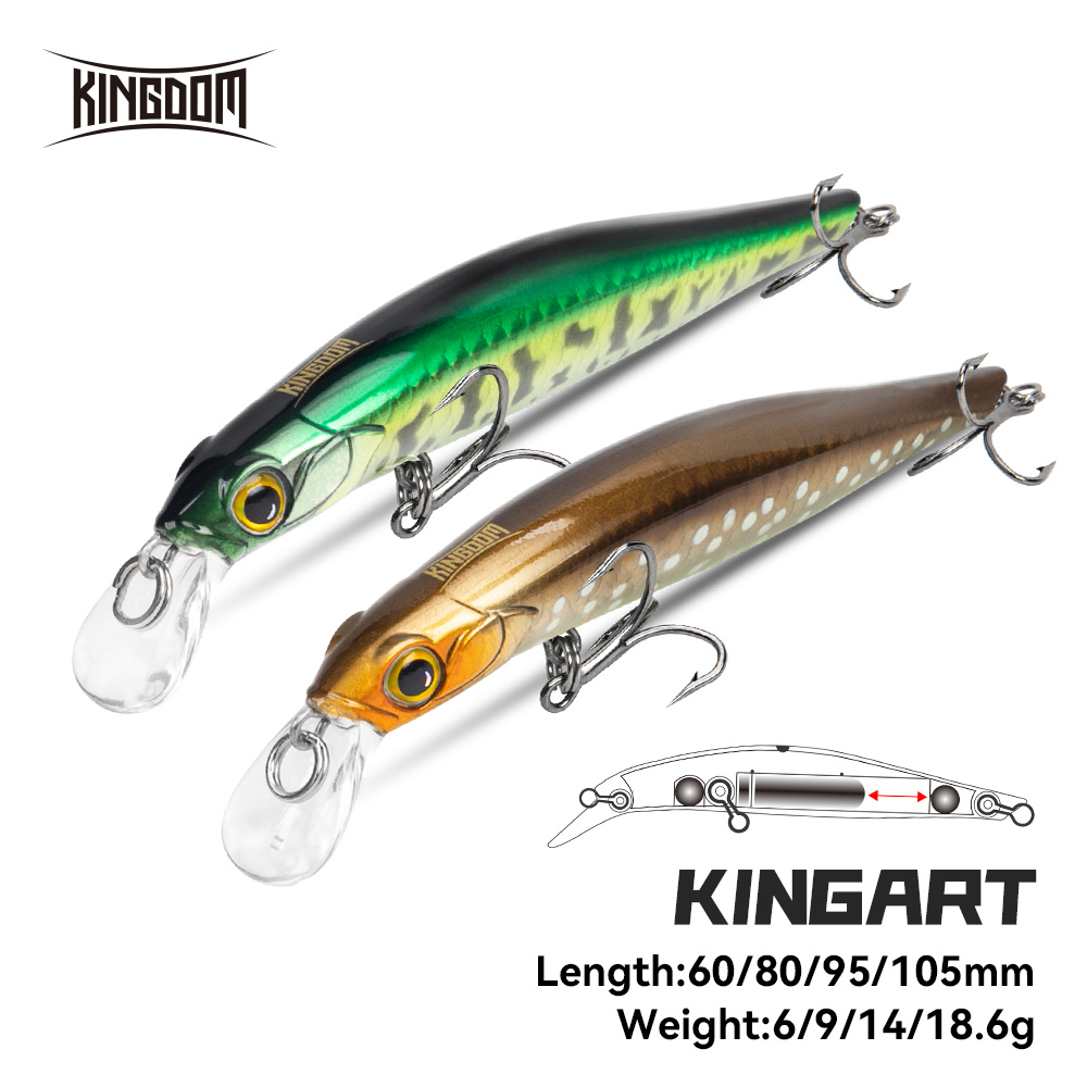 Kingdom coulant méné appât 60 80 95 105mm vibrer coulant Jerkbait Swimbait aimant Trasnfer longue coulée dur leurre de pêche