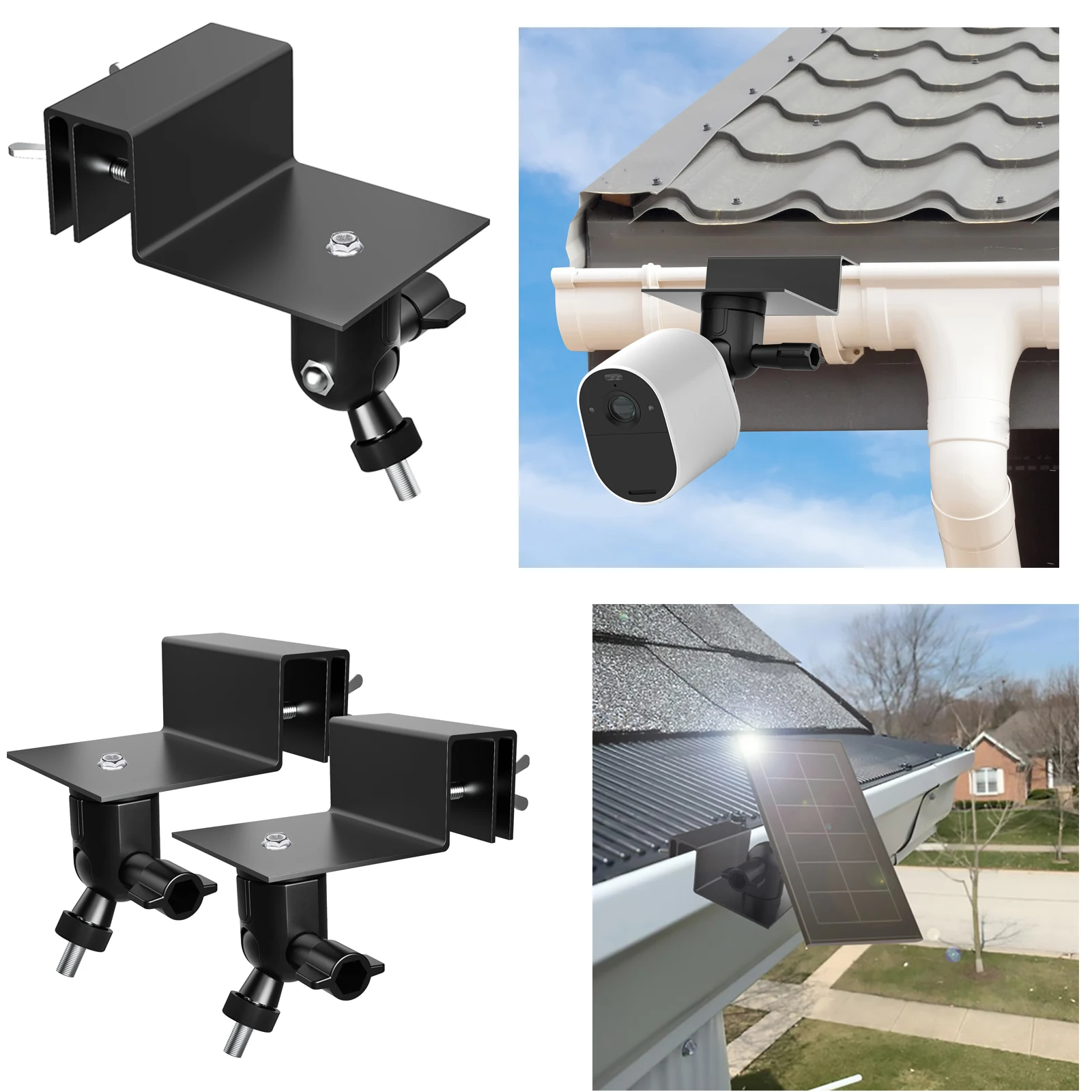 Всепогодное крепление для желобов для Arlo Pro/2/3/4/HD/Ultra/Ultra 2/Go 2/Essential/Outdoor/Eufycam E/2C/2C Pro/2 pro/E20 E40 (черный)