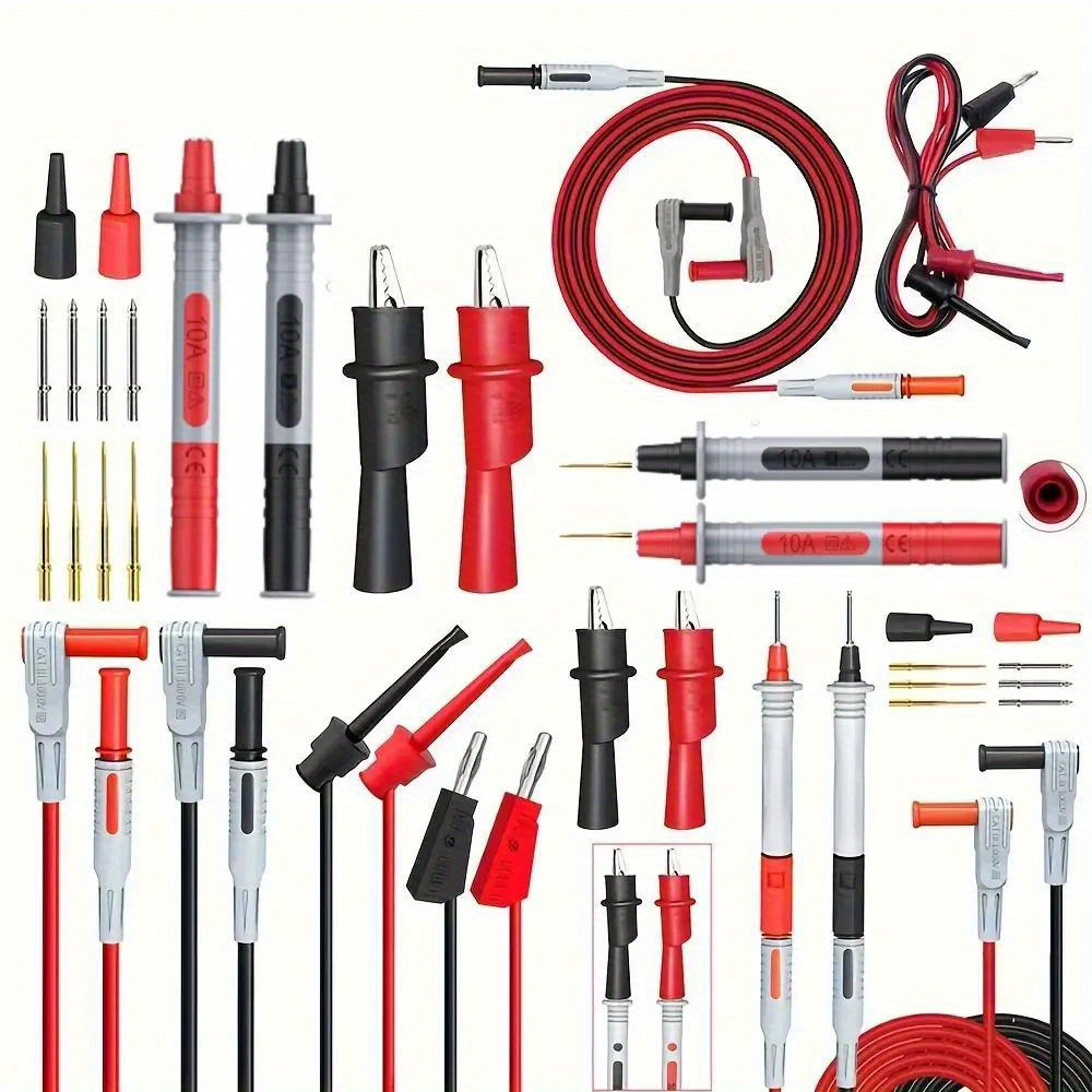 Kit de cables de prueba P1308B, conector Banana de 4MM para Cable de gancho de prueba, sonda multímetro reemplazable, Cable de prueba, Clip de cocodrilo, 18 Uds.