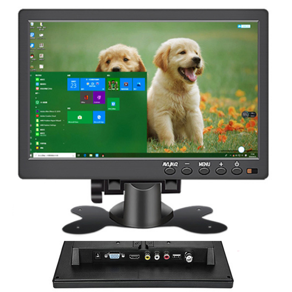 10.1 นิ้ว HD Car Monitor LCD หน้าจอดิจิตอล 1024*600 IPS การตรวจสอบด้วย HDMI VGA AV BNG SUB