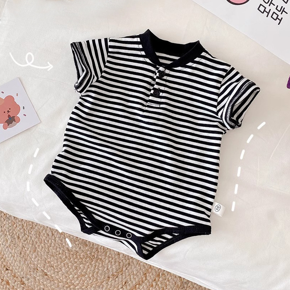 Somenie-Body Triangular Unisex para salida de bebé, pelele de salida de manga corta a rayas a la moda para niño, ropa de casa bonita para niña