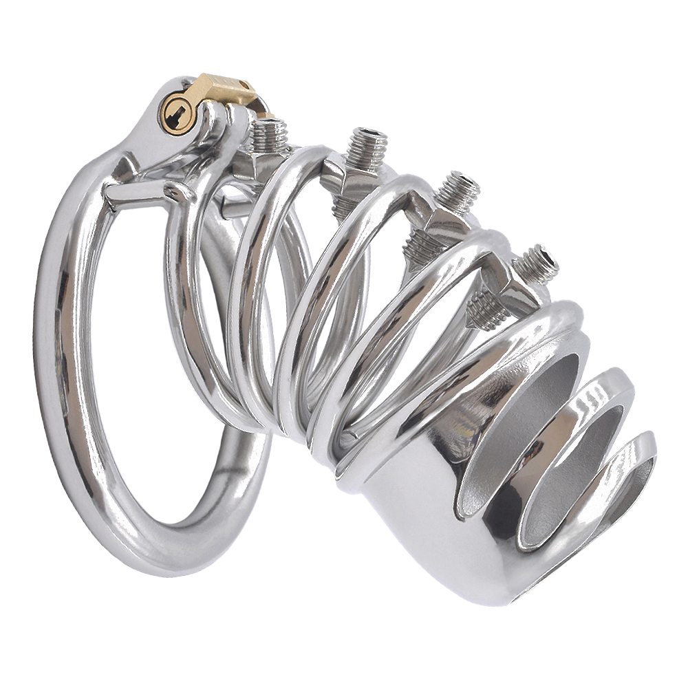 FRRK-Dispositivo de castidad para hombre, jaula para el pene con púas, Anillo para el pene, BDSM, Bondage, Juguetes sexuales grandes