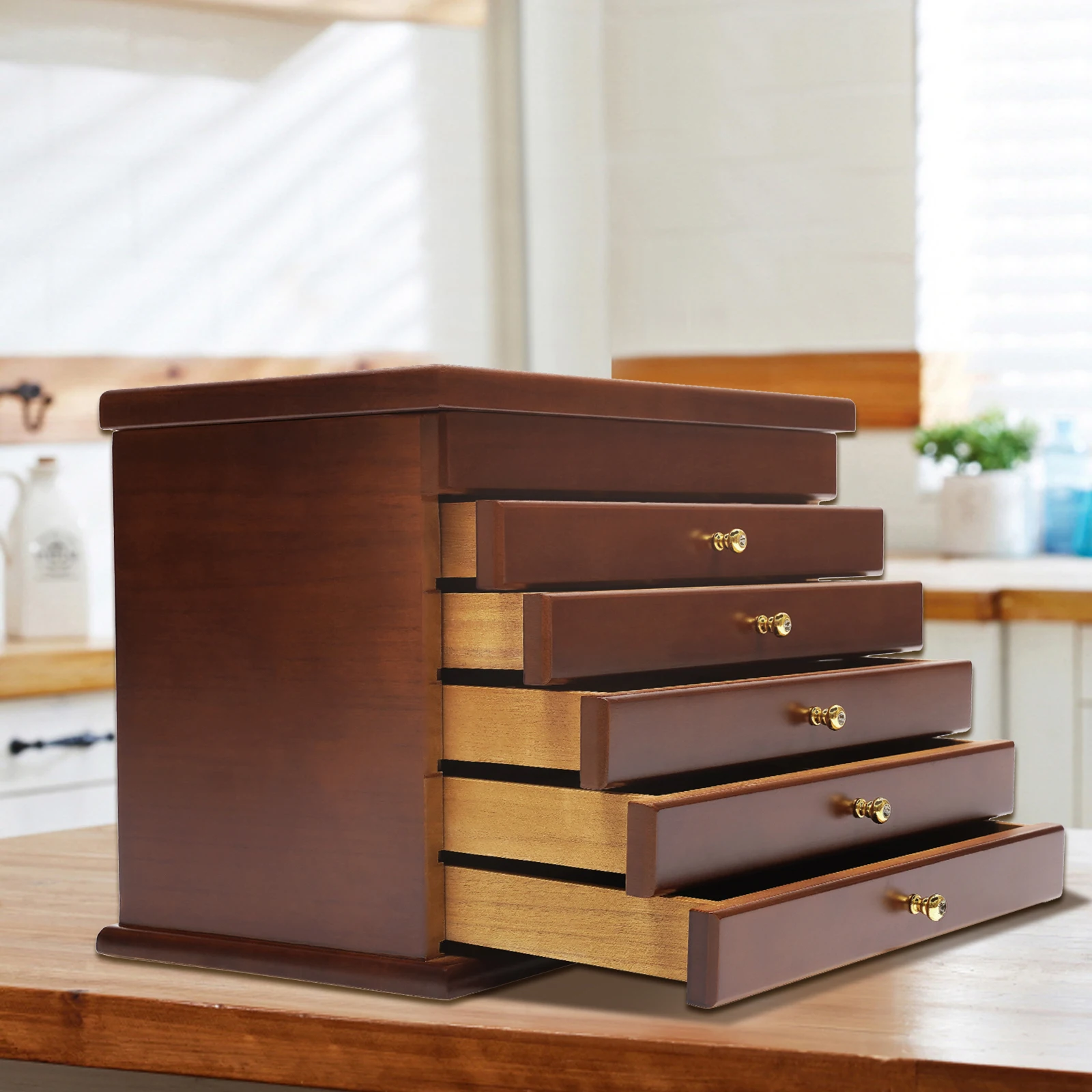 Holz Vintage Schmuck Aufbewahrungsbox Fall Organizer Ring Vintage Geschenkboxen Aufbewahrungsbehälter Hochwertige Schmuck Vitrine