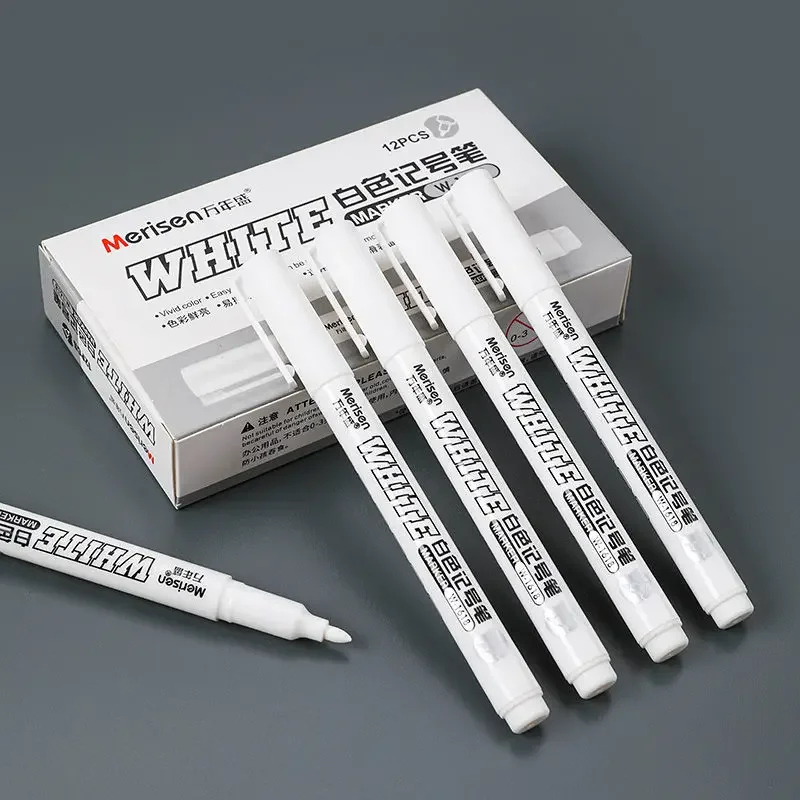 Waterdichte witte verfmarkers, 2 mm dikke punt witte markeerstiften voor doe-het-zelf graffiti, schrijf- en tekenmateriaal voor studenten, meerdere