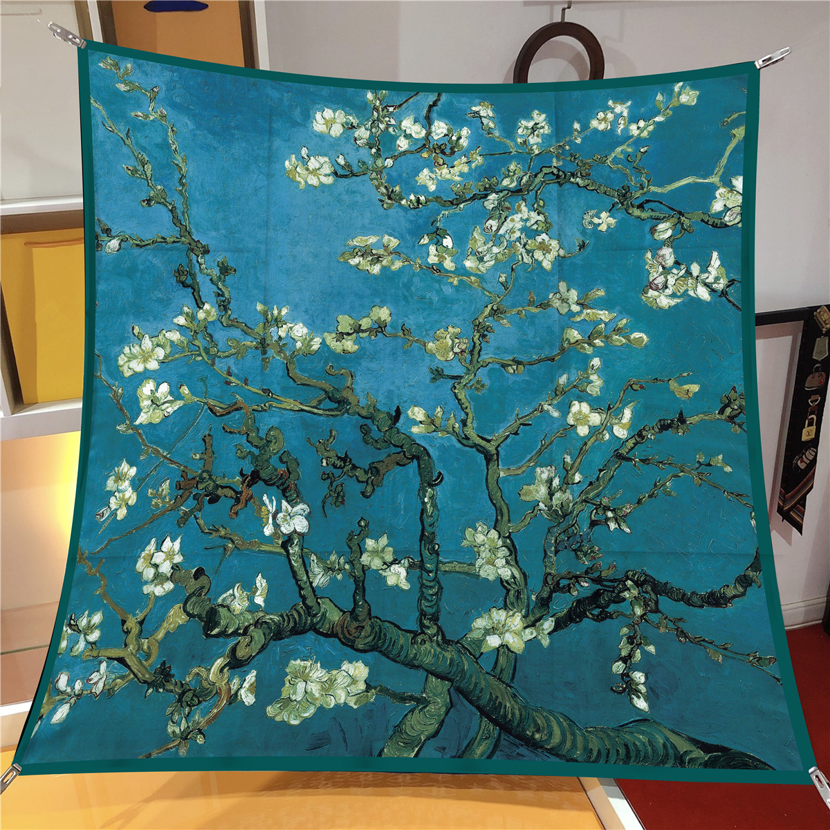 Syal sutra Twill 90cm mode syal persegi merek syal persegi wanita Hijab Bandana Foulard syal kepala Van Gogh lukisan minyak 2024