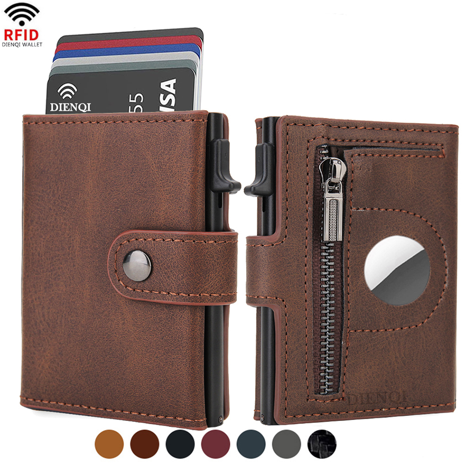 Airatg dompet kartu kredit Pria Anti Maling dompet penyimpan kartu Bank dompet minimalis Rfid untuk Airtag Air Tag Tracker pilihan