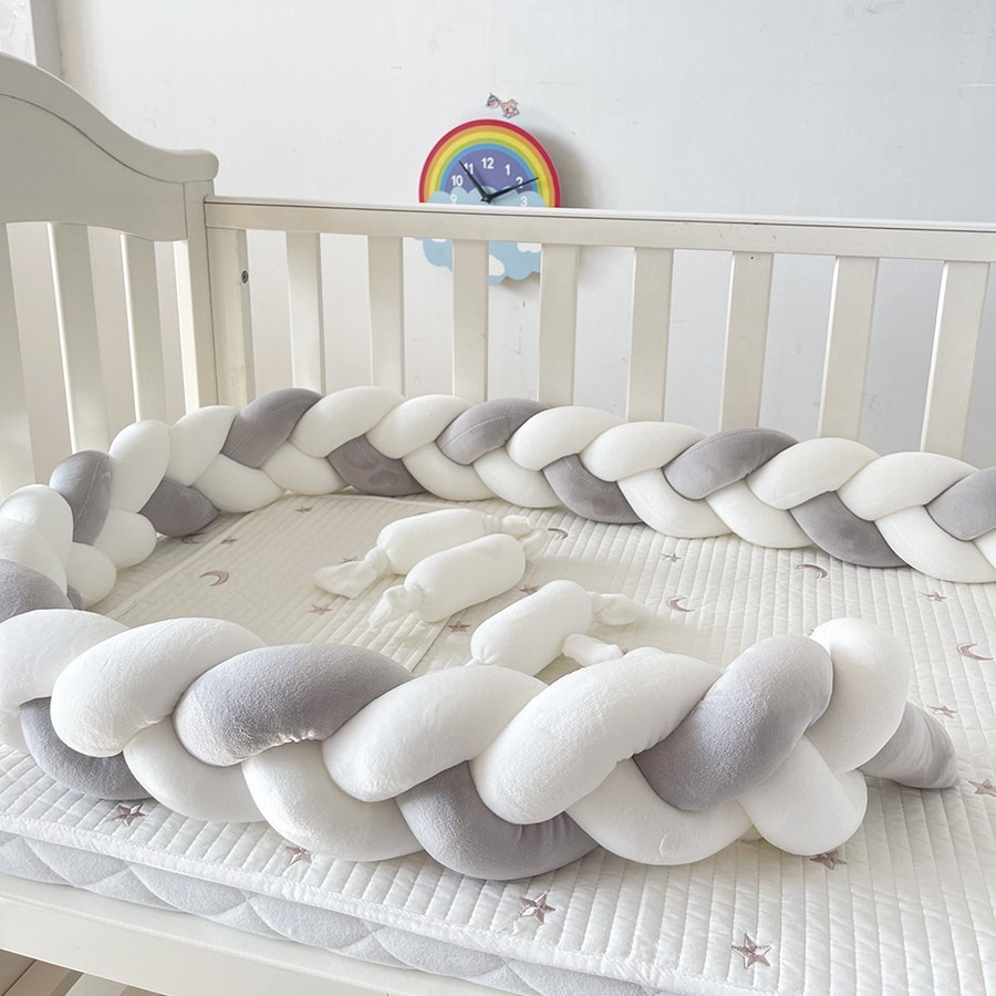 Parachoques trenzado para bebé de 1M/2M/3M/4M, Protector de cuna para recién nacido, juegos de cama para cuna de bebé, parachoques en la cuna