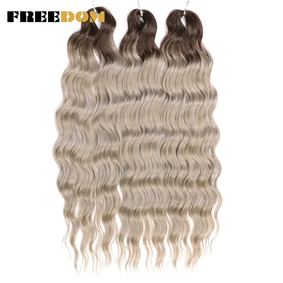 สังเคราะห์หลวม Deep Wave Braiding Hair Extensions 24 นิ้ว Deep Curly Twist Crochet Braid ผม Ombre สีบลอนด์สีน้ําตาล Anna Hair