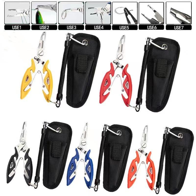 Alicate de pesca multifuncional, acessórios para mercadorias, alicate de equipamento de inverno, torno de tricô, moscas, tesoura, conjunto de trança, pinças de peixe