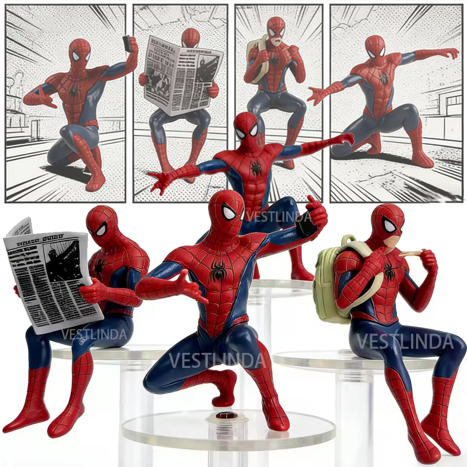 Popular Super-Herói da Marvel Homem-Aranha, Miniatura Artesanal de 7-9 cm para Decoração de Mesa, Periféricos de Jogo, Coleção Vingadores, Brinquedo de Presente