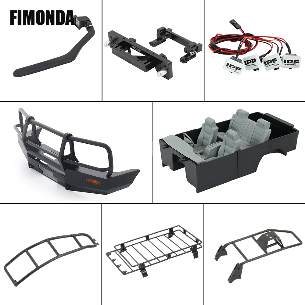 1/10 RC Crawler รถ Land Cruiser LC80ภายใน ABS Body Mount แร็คหลังคา Bull Bar กันชนดำน้ำไฟ LED สำหรับ SCX10 TRX4 Redcat
