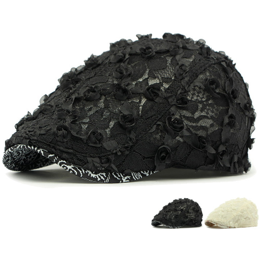 HT4784 béret casquette printemps été dentelle maille casquette hommes femmes Vintage artiste Floral peintre béret chapeau mâle femme lierre casquette plate bérets