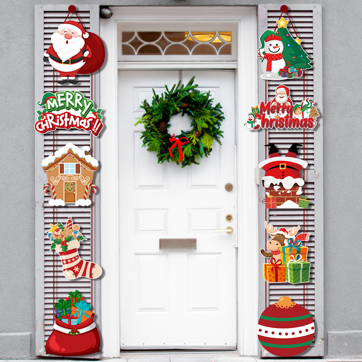 Feliz natal pendurado porta banner papai noel boneco de neve dístico decorações de natal para casa presentes de natal navidad ano novo noel