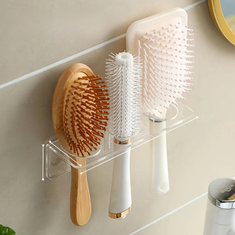 Transparenter Acryl-Wandorganizer für das Badezimmer – Bohrfreies Aufbewahrungsregal für Haarwerkzeuge & Toilettenartikel, platzsparendes Design