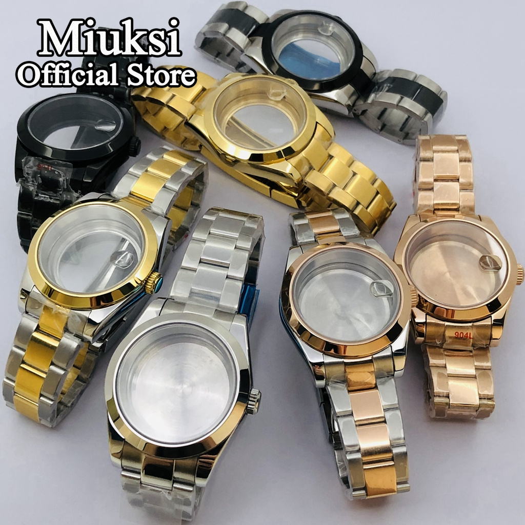 Miuksi caja de reloj de 36mm/40mm con cristal de zafiro compatible con movimiento NH35 NH36 NH34 ETA2824 2836 Miyota8205 8215 PT5000 Mingzhu DG2813 3804