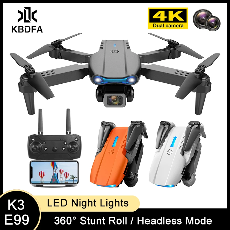 KBDFA K3 E99 Pro Drone profesjonalny quadcopter drony unikające przeszkód helikoptery RC 4K podwójny aparat Dron zabawki zdalnie sterowane