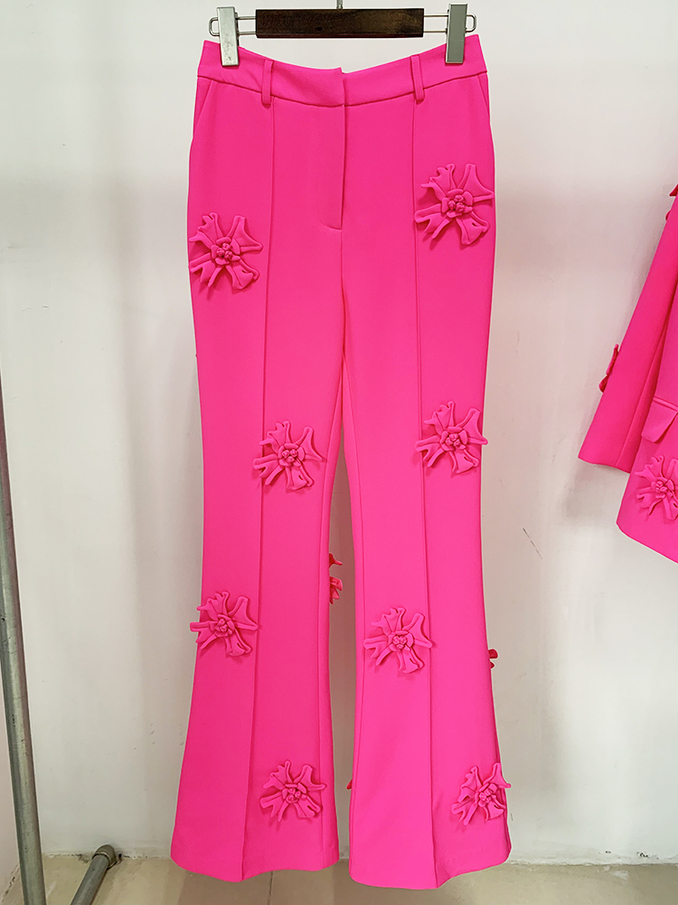 HIGH STREET Newest 2026 Designer Fashion Trousers Women Flowers Appliques Pants