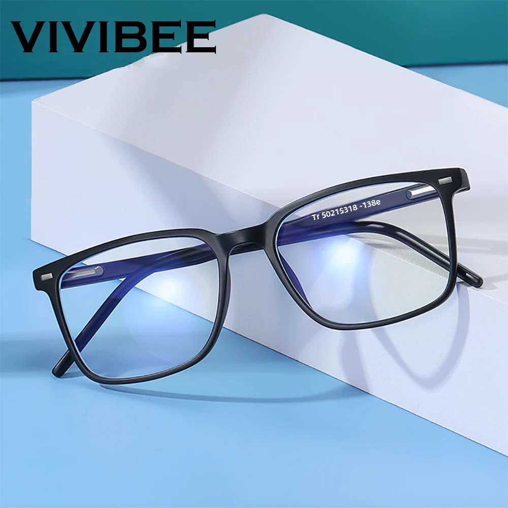 Очки VIVIBEE 2026 квадратной формы с защитой от синего света, мужские и женские, легкая оправа TR90, классические компьютерные очки с защитой от синих лучей