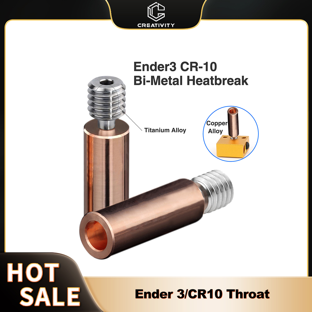 Bimetal Ender 3 Heatbreak Titanium Alloy Heat Break Throat 1.75mm Copper Plating Tube For Ender 3V2  CR-10 Hotend 3D Printer