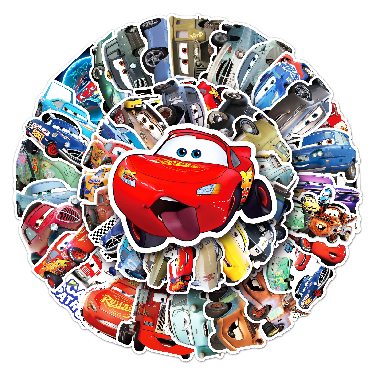 10/50 Uds pegatinas de coches de dibujos animados relámpago McQueen calcomanía Graffiti equipaje monopatín equipaje teléfono pegatinas de dibujos animados juguete de regalo para niños