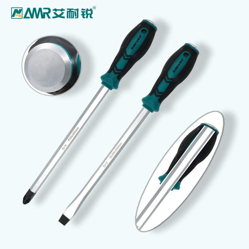 AMR 1pcs Phillip Screwdriver With Magnetism Slotted Screwdrivers 58HRC Chrome Vanadium Steel with Tap Function