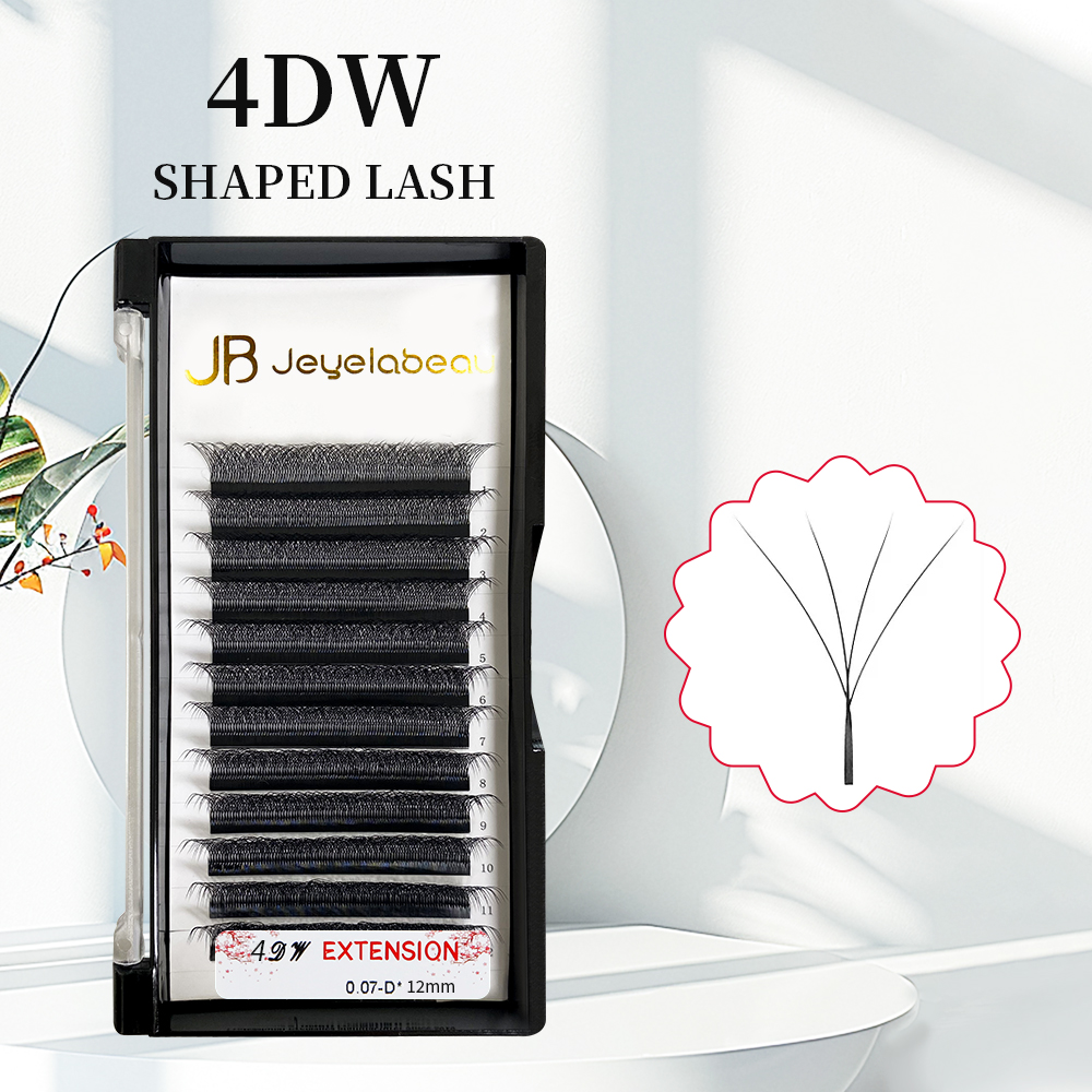 Extensions de cils individuels naturels Super Doux 4D en forme de W, éventails de volume préfabriqués faits à la main Clover Bloom