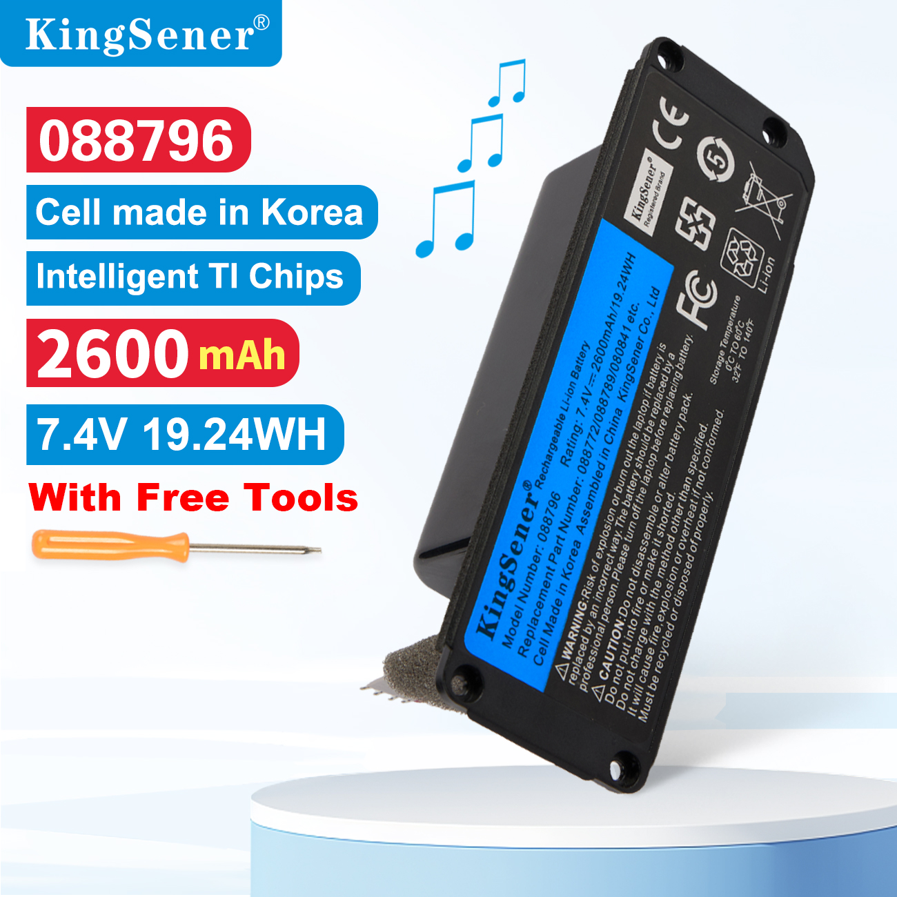 KingSener 088796 088789 088772 080841   Батарея беспроводного динамика Bluetooth-динамика для BOSE Soundlink Mini 2 7,4 В 2600 мАч/19,24 Втч