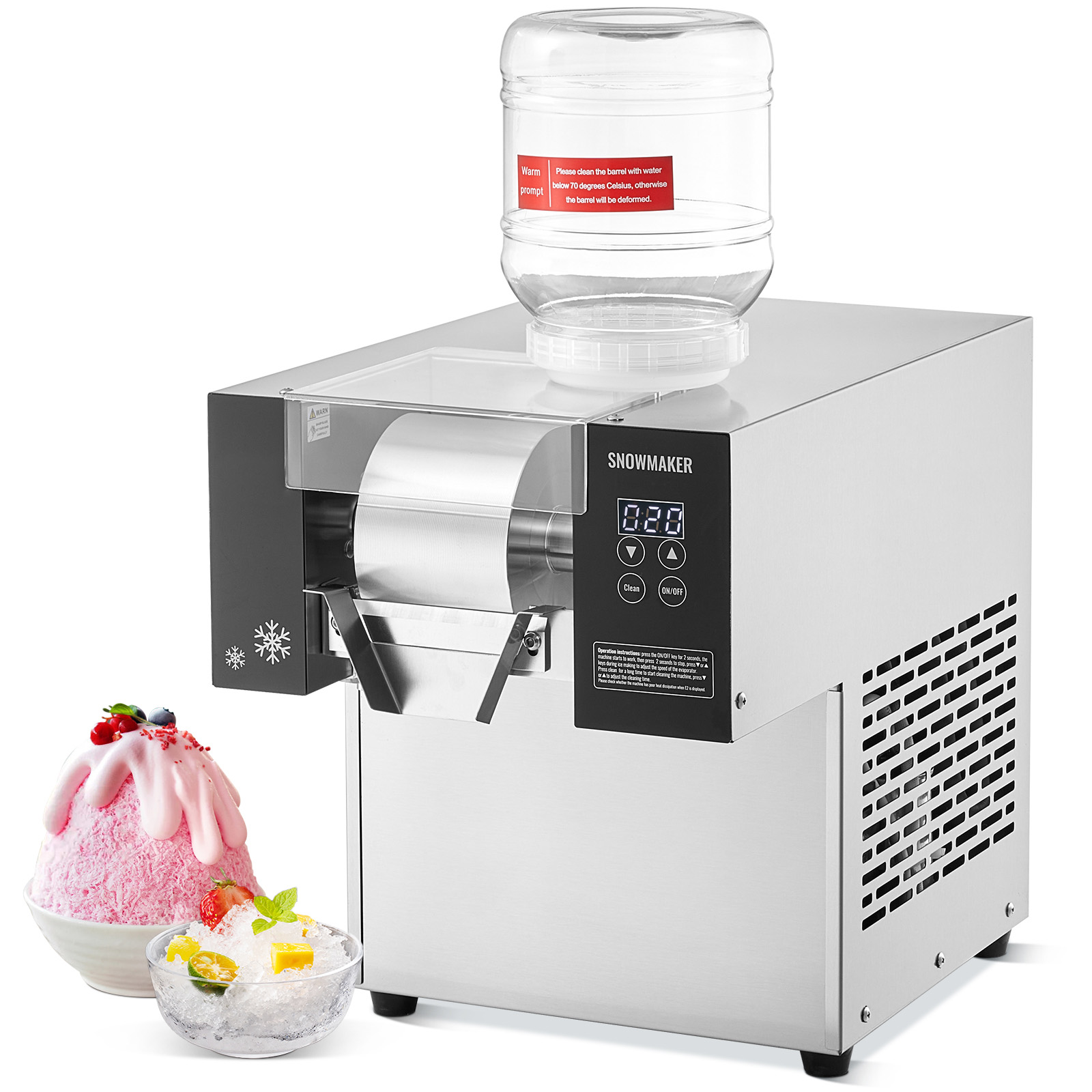 SucceBuy Máquina comercial de gelo de floco de neve Máquina de gelo de floco de neve Máquina de barbear de gelo de aço inoxidável Máquina elétrica de cone de neve