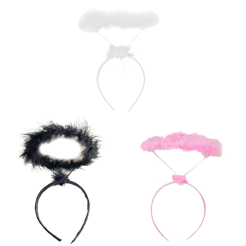 Crianças anjo halo bandana pena halo headdress halloween natal hairband aniversário headpiece festa suprimentos