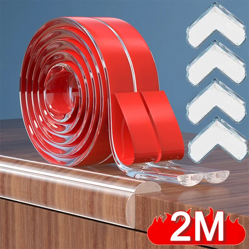 1/2m mesa borda guarda silicone tira de proteção do bebê fita autoadesiva à prova de colisão crianças segurança móveis protetores de canto