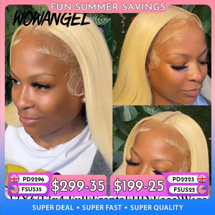 Wow Angel 613 HD dentelle frontale perruque 13X6 pleine dentelle avant droite perruque de cheveux humains pré plumé naturel cuir chevelu pour femme sans colle
