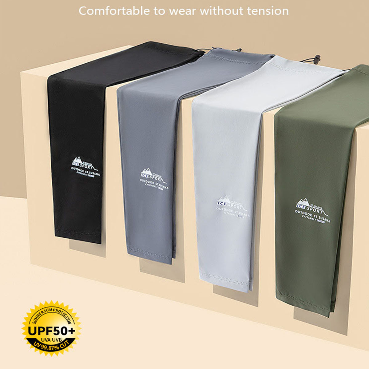 Moda verão exército verde proteção solar mangas de gelo para ciclismo ao ar livre dos homens proteção solar proteção uv braço condução mangas
