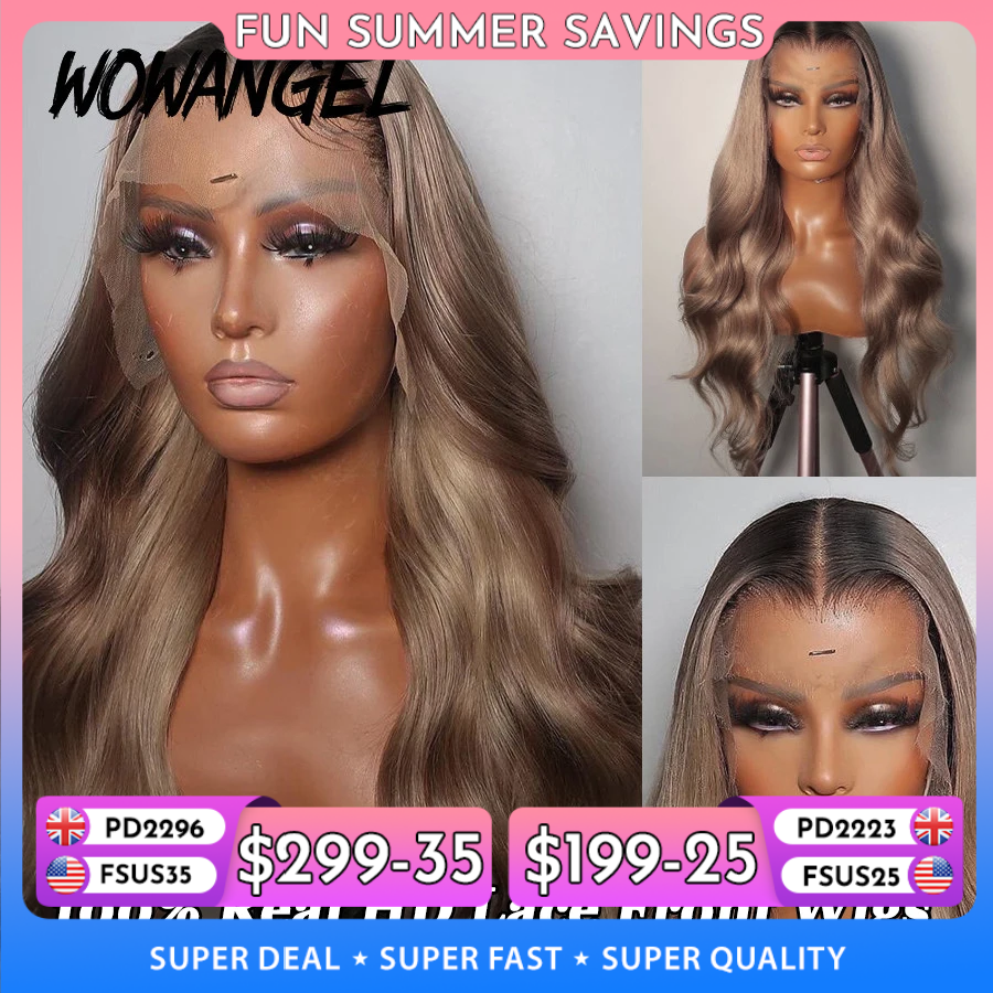 34inch Ash Blonde Body Wave Real HD Lace Front Perruque de cheveux humains Melt Skins 13x6 Full Lace Front Wig Glueless Remy Hair brésilien