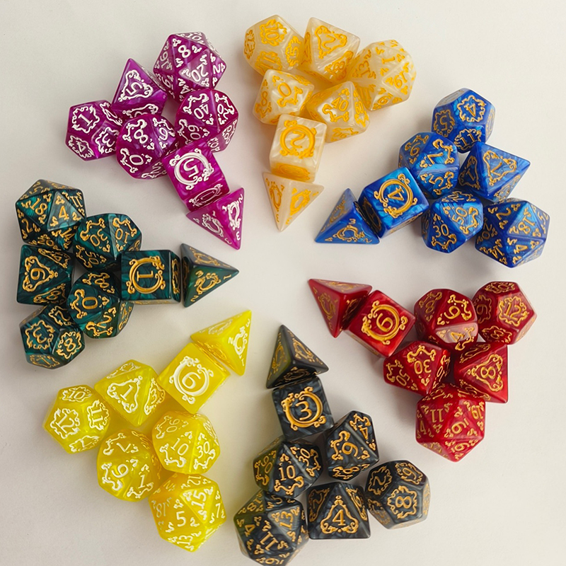 7 ชิ้น/เซ็ต Polyhedral Dices ชุดลูกเต๋าหลายด้านสําหรับเกมกระดานคุณภาพสูงชุดลูกเต๋าความบันเทิงตารางอุปกรณ์เสริมสําหรับเล่นเกม