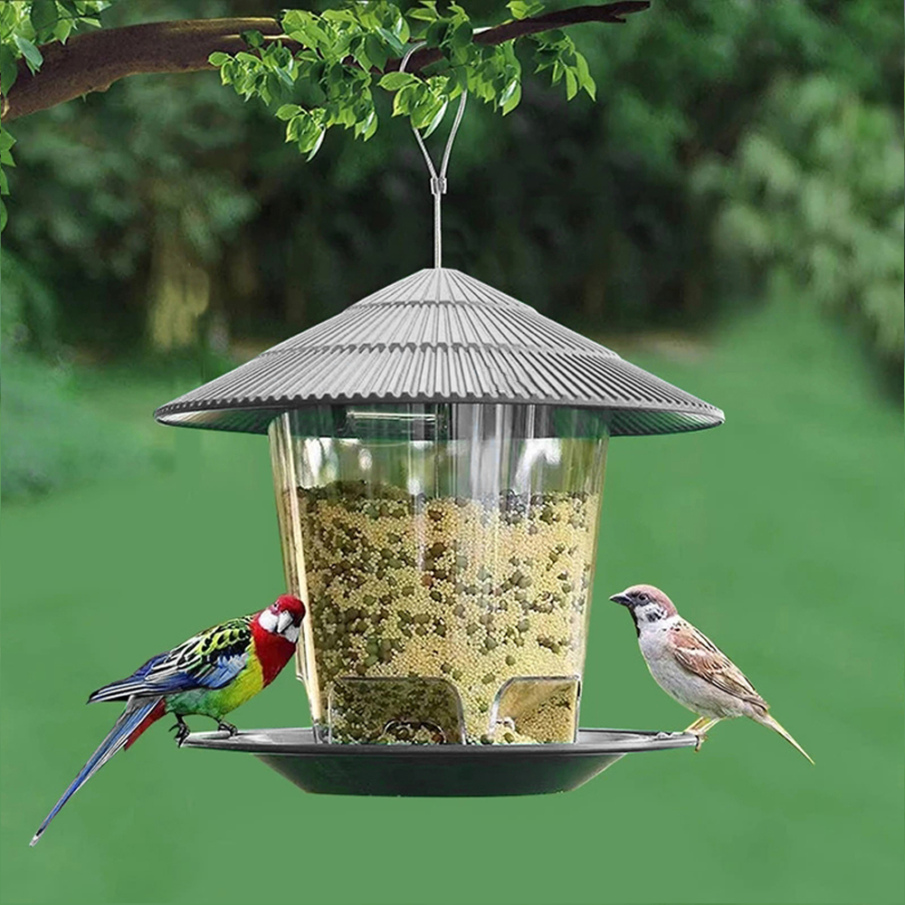 Gazebo de jardín, comedero colgante para pájaros salvajes, contenedor para exteriores con cuerda para colgar, casa de alimentación para mascotas, tipo comedero para pájaros, nuevo envío directo
